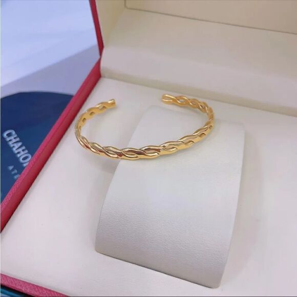 NEW Twisted Rope Gold Plating Cuff Bracelet - Picture 1 of 5
